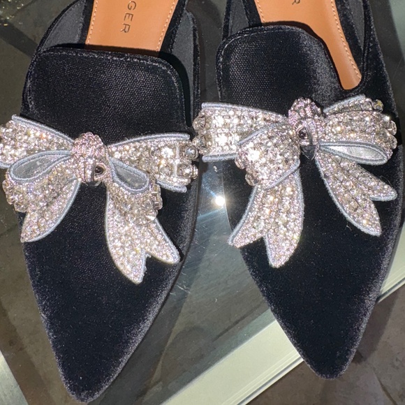 Kurt Geiger crystal bow black mules Size 40.5 - Picture 1 of 7
